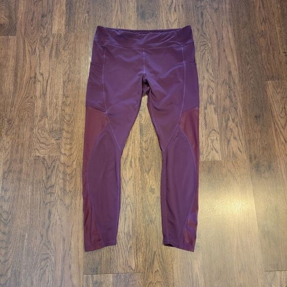 Fabletics powerhold leggings mesh maroon size medium - Picture 1 of 3